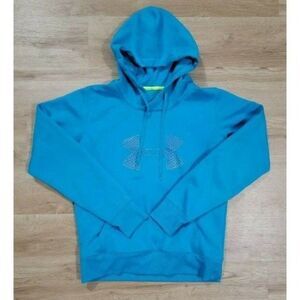 Under Armour Womens Hoodie Size Medium Fleece Storm Pulse Big Logo Blue